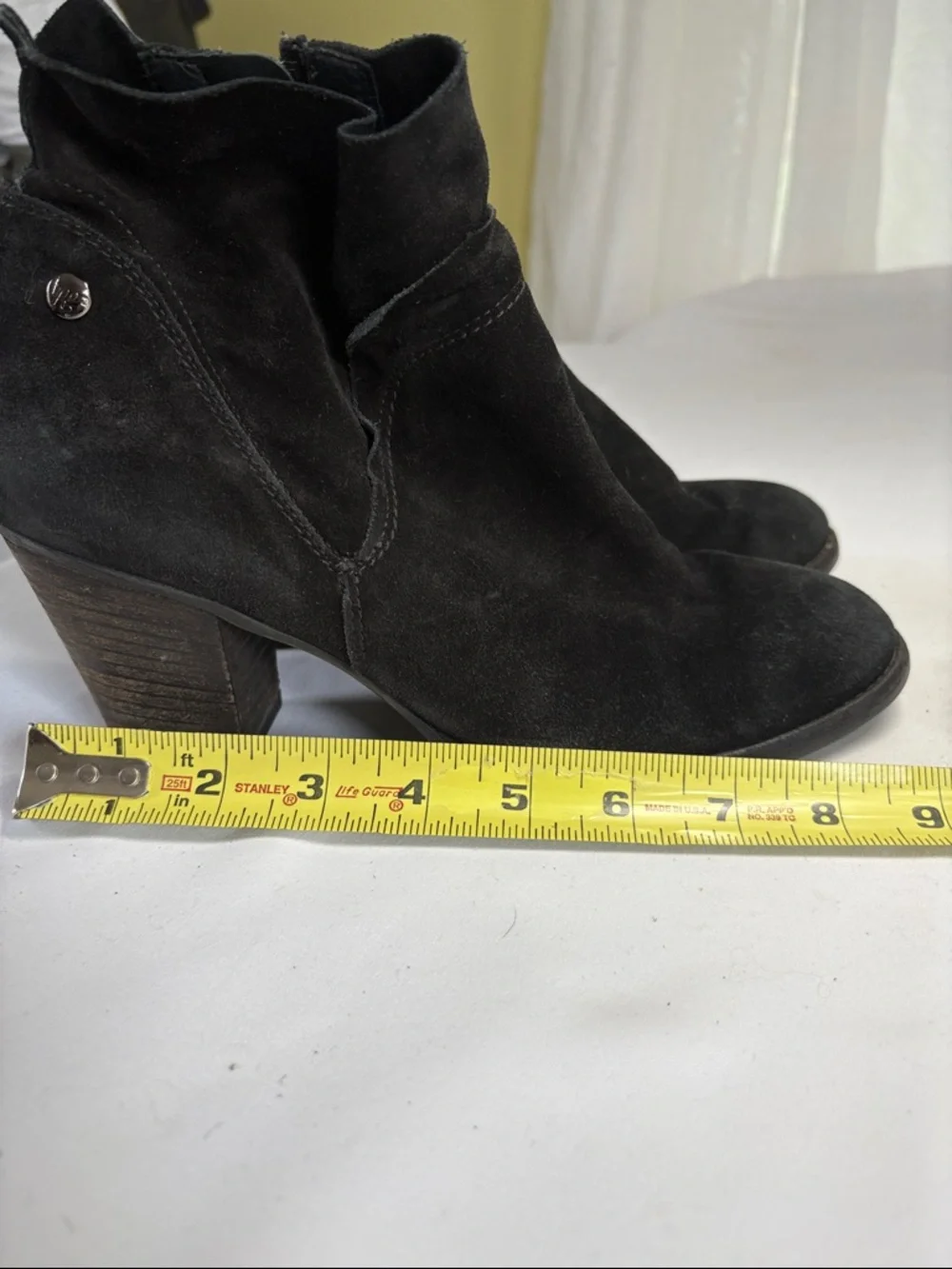 Paul Green Black Suede Ankle Booties with Stacked Heel 5.5